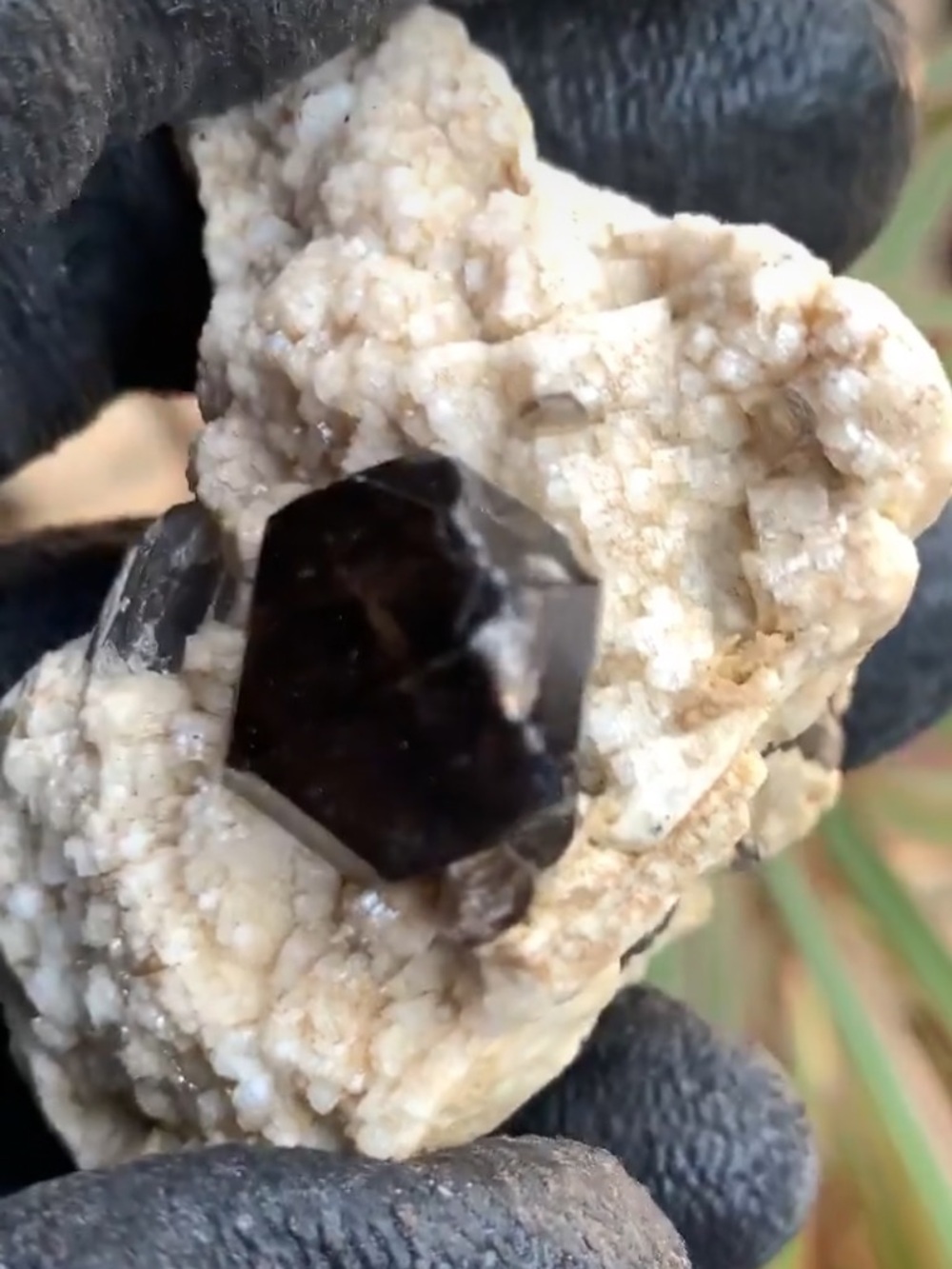 Dark Smoky Crystal on White Matrix Specimen